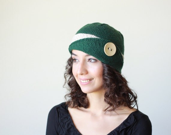 Womens knit hat Lucy Hat Womens beanie Green Winter by ...