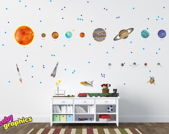 Large Solar System Wall Decals Removable Vinyl u0026 Fabric (all the Planets in the Solar System with names) - repositionable (by babygraphics