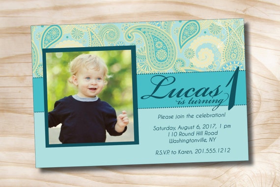 PASTEL PAISLEY Birthday Party Invitation boy girl custom invite you print, printable, diy Il_570xn