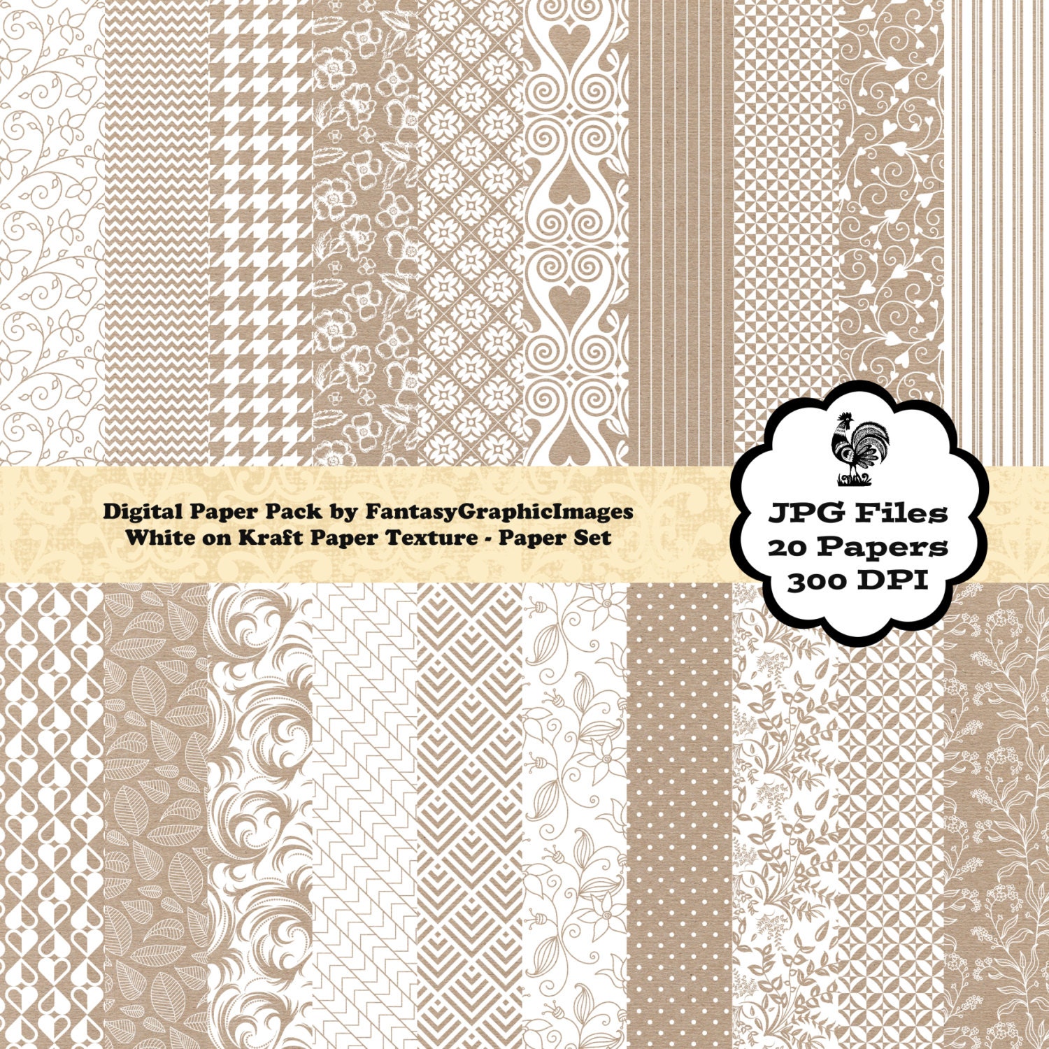 Kraft Cardstock Scrapbook Paper Rustic Texture 20 Digital