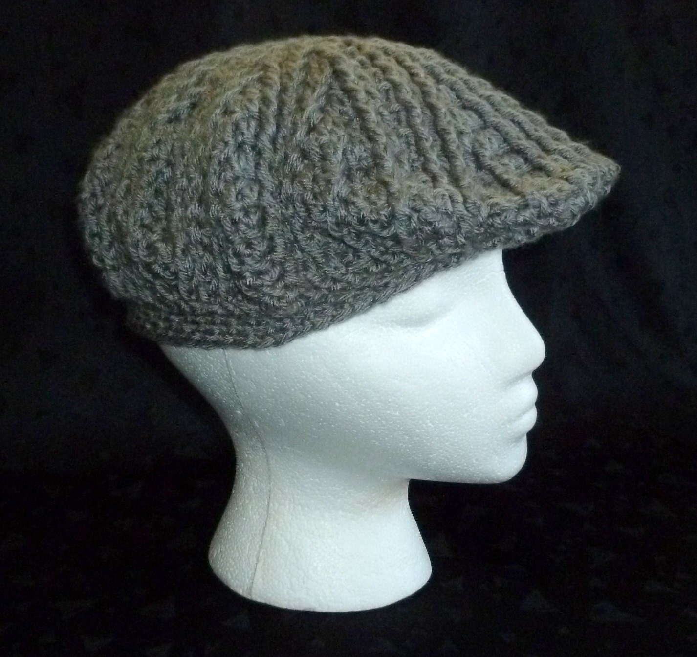 Men's Cabled Golf Cap Men's Crochet Hat Golf Cap Grey by berly731