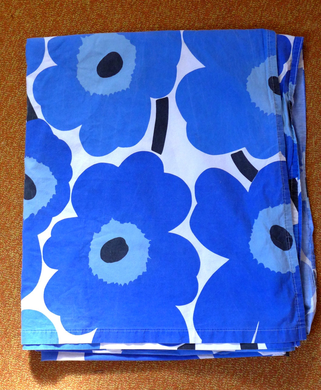 Vintage Marimekko Unikko Blue Flower Fabric Sheet