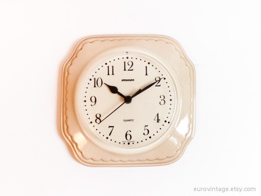 Vintage Kitchen Wall Clock Ceramic Pink Working 70s