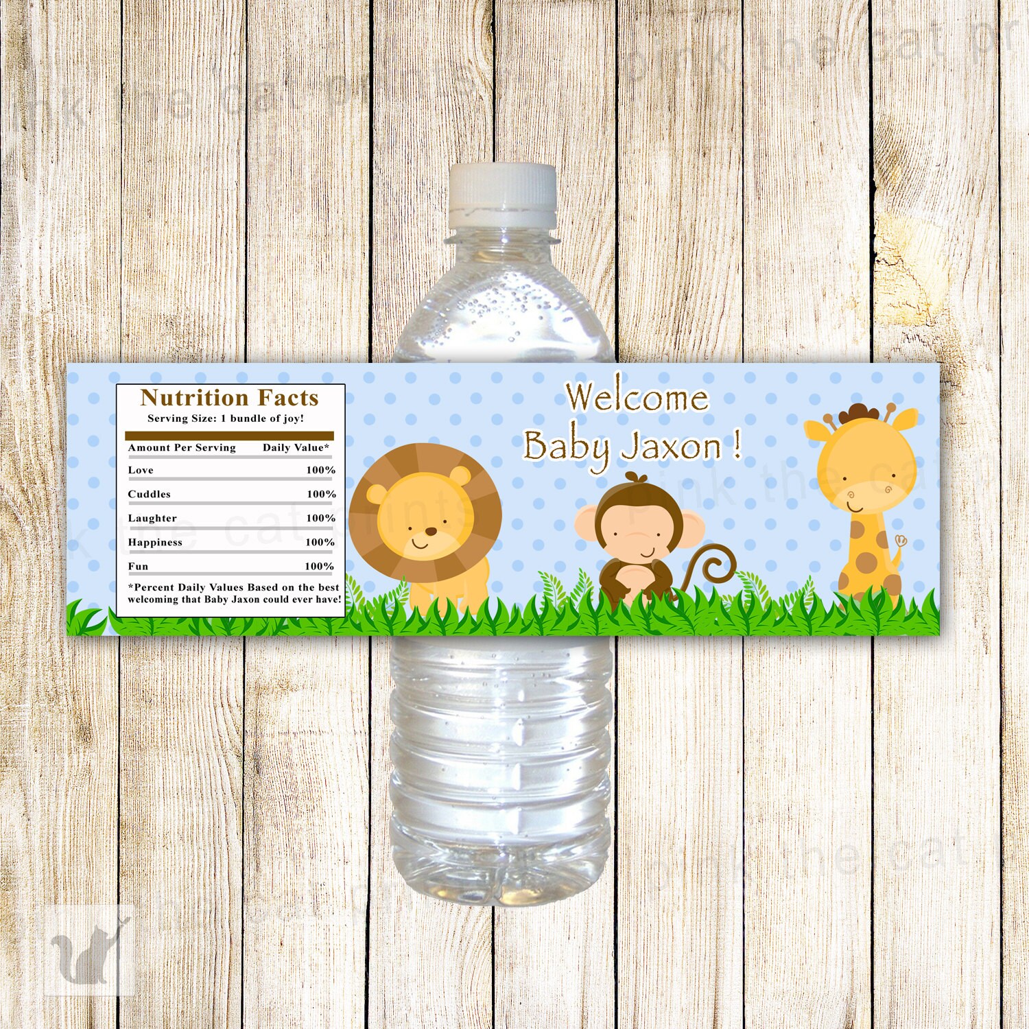 printable personalized jungle safari zoo water bottle labels