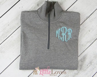 Womens Monogrammed Pullover- Monogrammed Quarter Zip - Embroidered Pullover- Monogrammed Pullover Half Zip- Monogrammed Sweatshirt