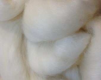 Blue Faced Leicester Wool Top, Natural White, 100% Combed, 184 Grams