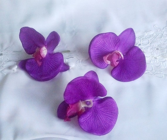 Silk Flowers purple orchids DIY Bride Wedding supplies