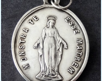 Vintage Children of Holy Mary Religious Nun's Medal on 18" sterling silver rolo chain