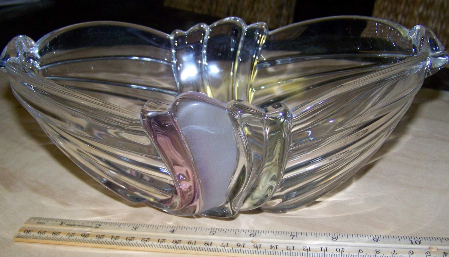 Oval Glass Bowl with Swirl by SandeeDesigns on Etsy