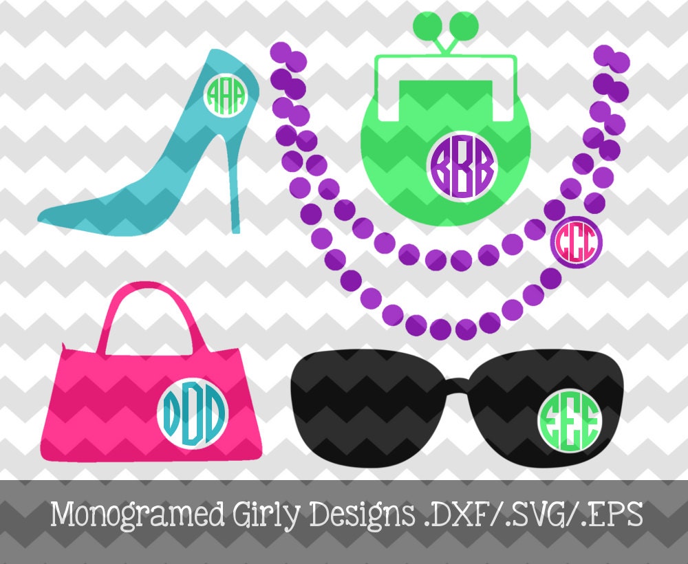 Girly Monogram Frames .DXF/.SVG/.EPS Files for use with your