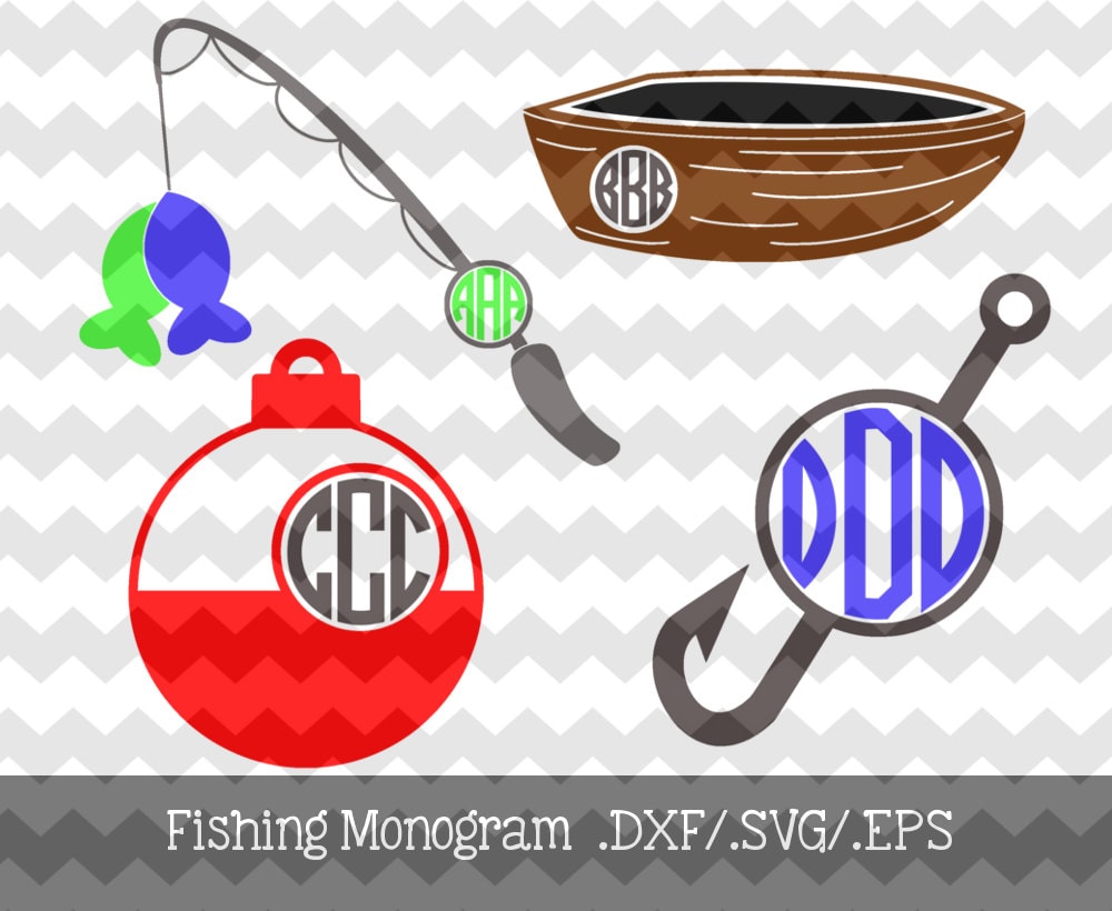 Download Fishing Monogram Frames .DXF/.SVG/.EPS Files for use with your