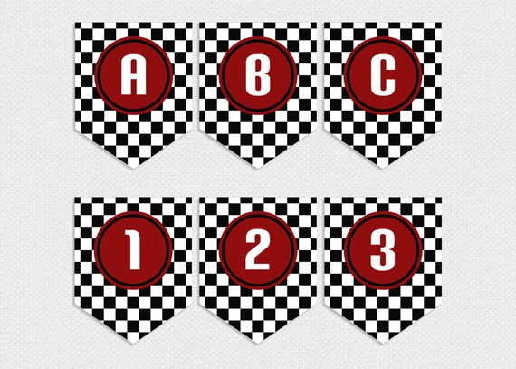 Printable Checkered Flag Pennant Banner by tertipesdesignstudio