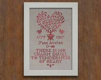 Tenderness of Heart: A Jane Austen Sampler - Romantic Cross-Stitch Pattern 5 page Instant Download PDF booklet