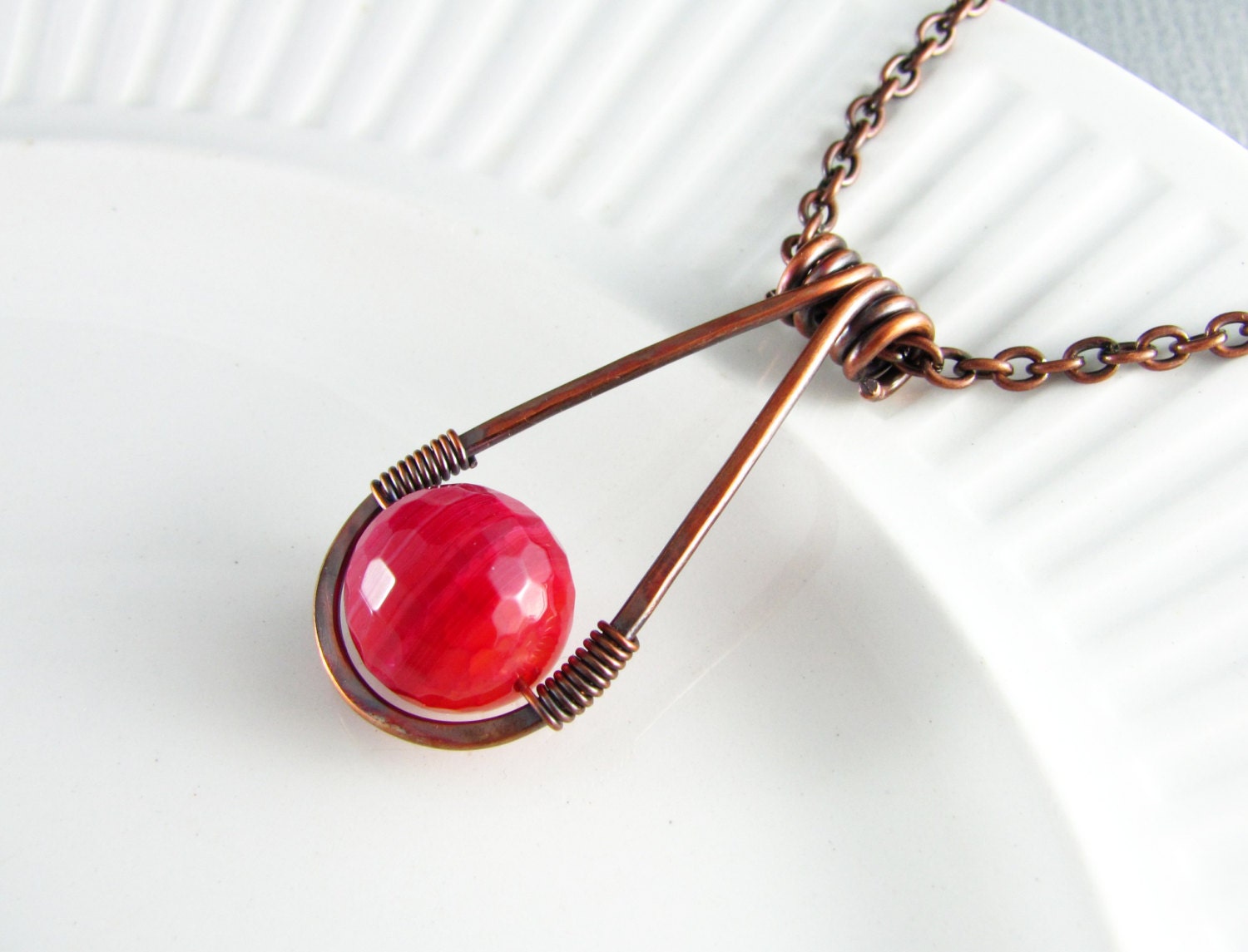 Wire Wrapped Pendant Agate Necklace Wire Wrapped by PolymerPlayin