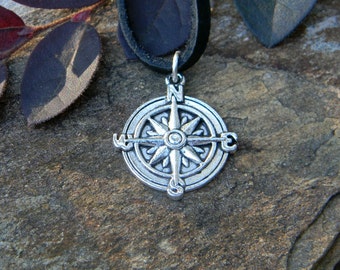 Graduation gift compass necklace mens leather cord necklace gift for him graduation gift handmade nature inspired man necklace fathers day