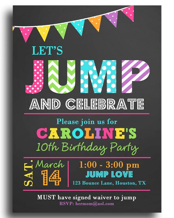 Jump Party Invitation Template 1