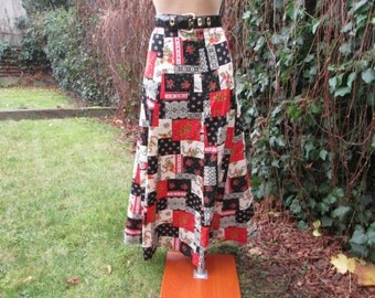 Cotton Skirt / Skirt Vintage / Patchwork Pattern / Long Cotton Skirt / Cotton Skirt Maxi / Size EUR38 / 40 / UK10 / 12