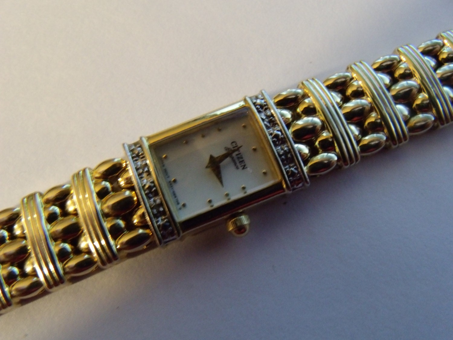 citizen ladies 2 tone diamond watch & necklace set
