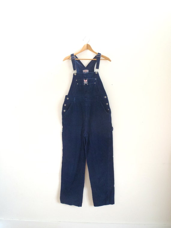 Vintage navy blue corduroy overalls / retro overalls cords