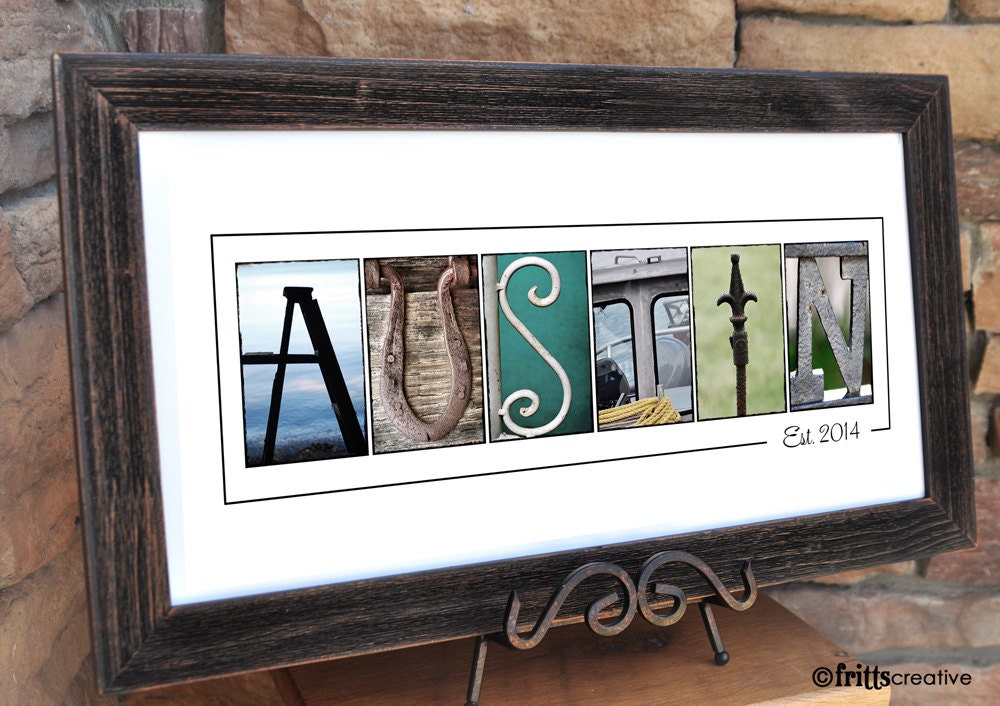 Personalized Letter Art YOUR LAST NAME in Color Photo