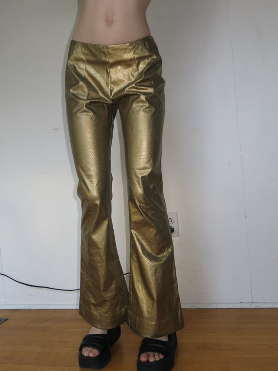 snake print bell bottoms