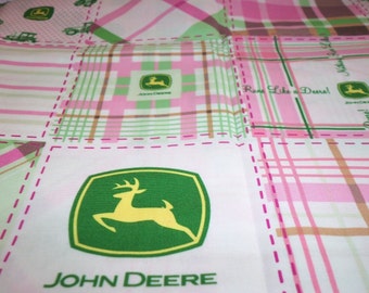 John Deere Pink Plaid Fabric By The Fat Quarter New BTFQ