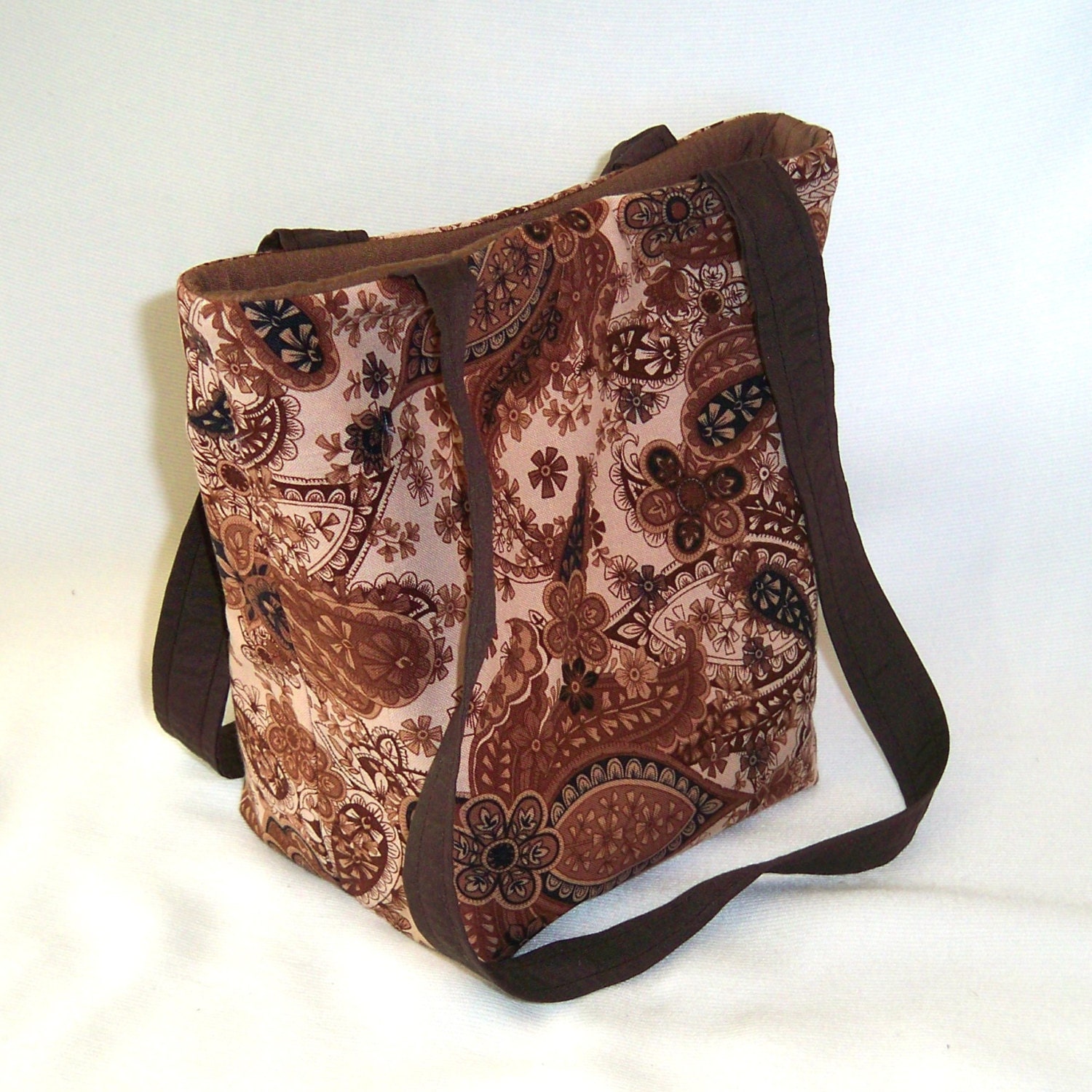 Brown Paisley Purse Small Tote Bag Handmade by ColleensDesigns