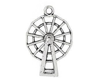 2 Moveable Antique Silver FERRIS WHEEL Charm Pendants chs1407