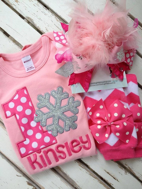 Baby Girl First Birthday Outfit -- Winter ONEderland -- long sleeve ...