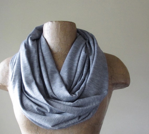 GREY Infinity Scarf Handmade Heather Gray Infinity Loop