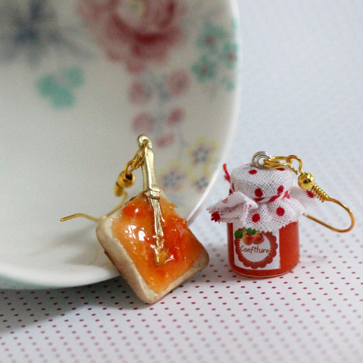 Breakfast Earrings Apricot Jam Earrings Miniature Food