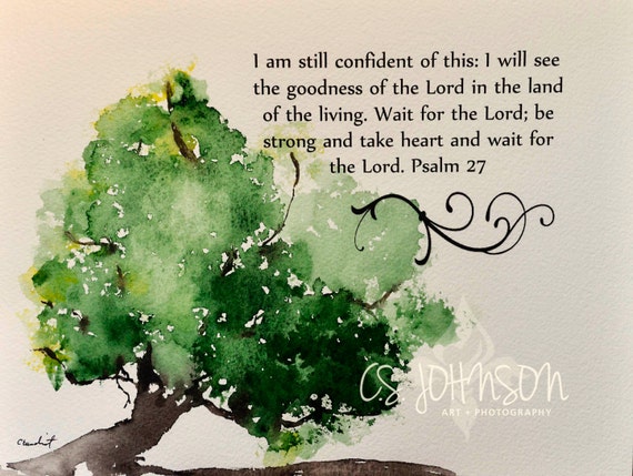 Items similar to Watercolor painting of Old Oak Tree with Bible verse ...