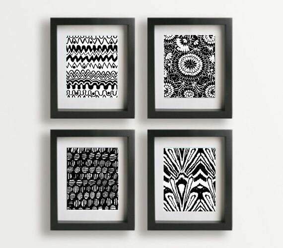 Black and white art prints wall prints groupings modern