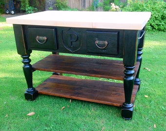 The Monogrammed Butcher Block Kitchen Island