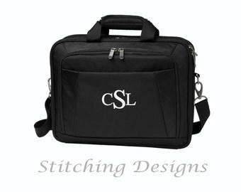 Monogrammed briefcase, messenger bag - Black