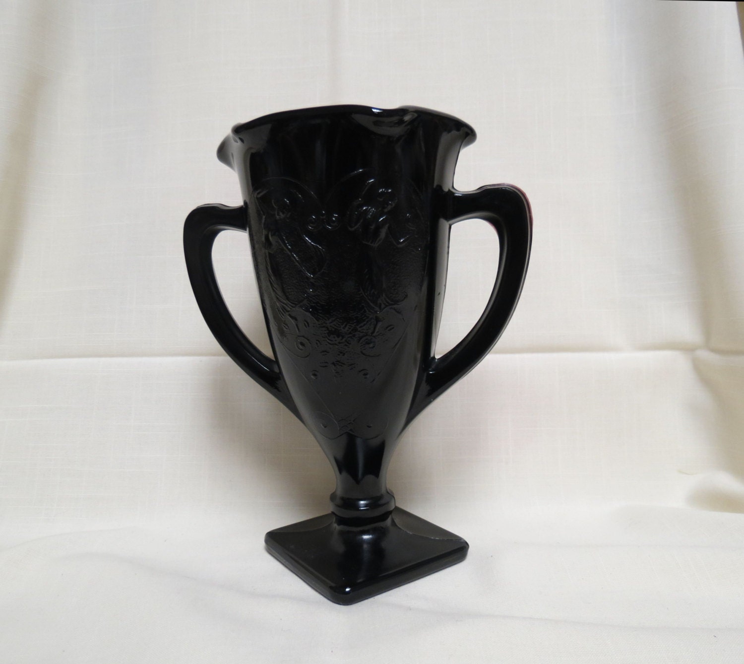 Vintage Black Glass Vase L E Smith Dancing by KansasKardsStudio