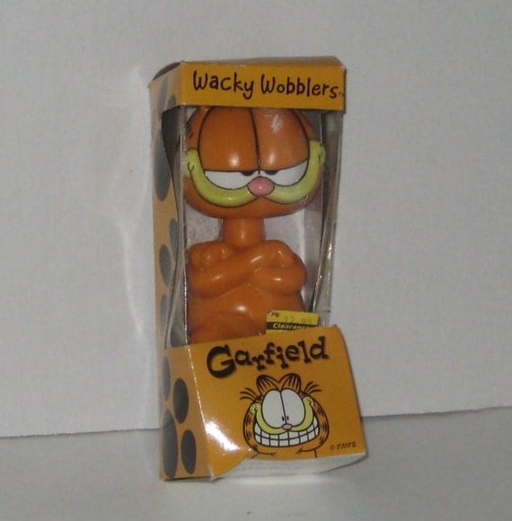Vintage GARFIELD BOBBLE Head Toy Mint in Package