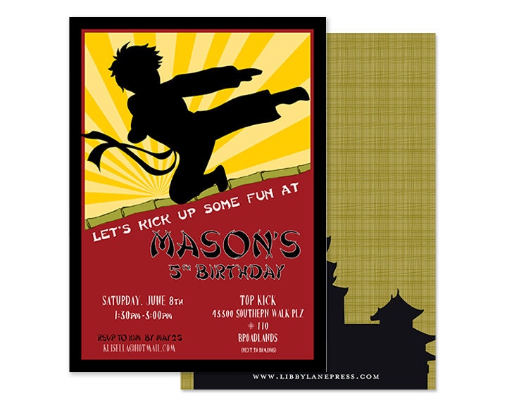 KARATE Invitation Ninja Martial Arts Boys Birthday Digital