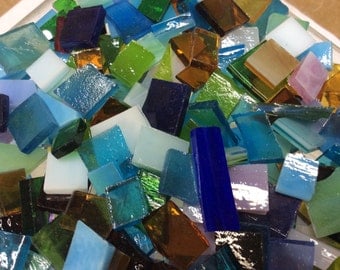 100 MOSAIC #2 GRAB BAG Bonanza! Stained Glass Mosaic Tiles Mix Size & Color