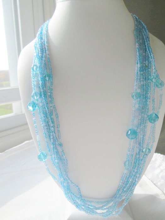 Multi Strand Seed Bead Necklace Plastic Beaded by thornbirdrose