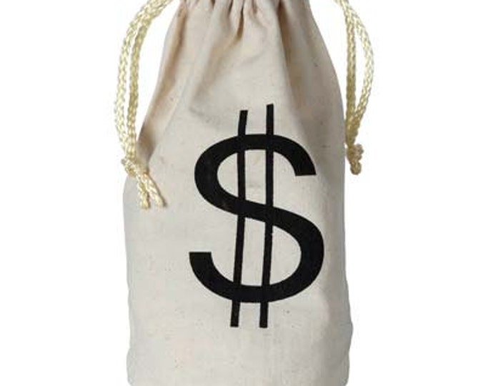 Small Canvas Money Drawstring bags SET OF 6 BAGS