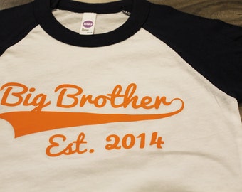 BIG BROTHER shirt - Kid's personalized NAME raglan baseball shirt