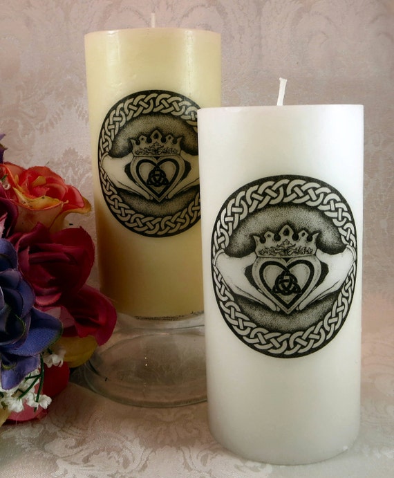 Claddagh Unity Candle / Celtic Pillar Candle / Medieval