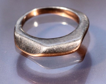 Vintage 70s Ring Sterling Ring Faceted Ring Abstract Ring Size Ring 7US French Jewelry