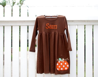 Pumpkin applique dress