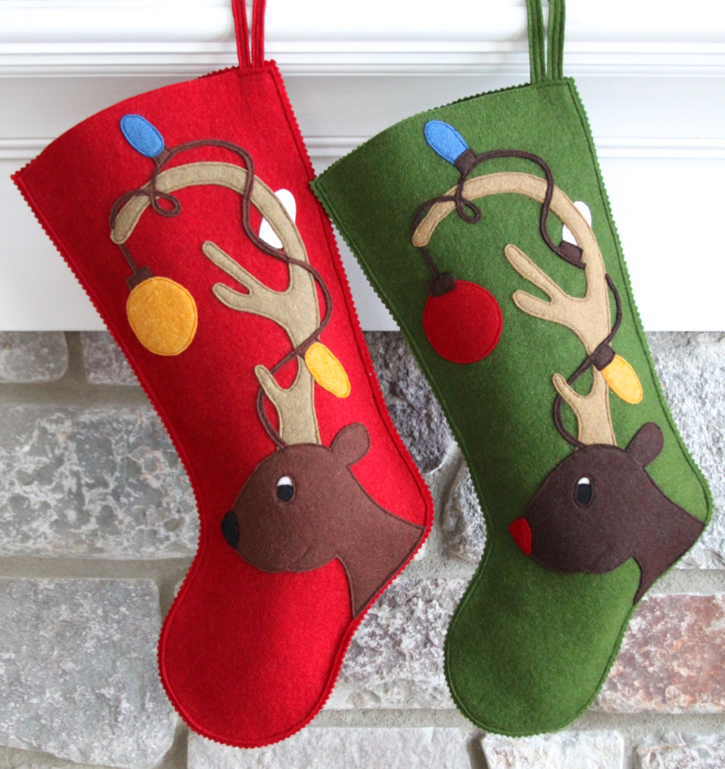 Handmade Wool Felt Personalized Christmas Stocking by MyPerennial