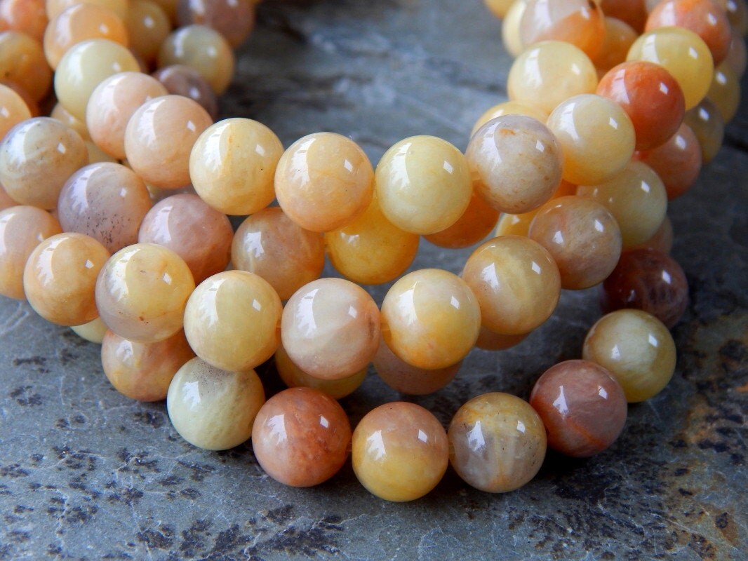 8mm Natural Yellow Sunstone Polished Round SemiPrecious