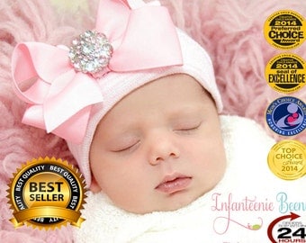 AWARD WINNER! Our Popular Newborn Hospital Hat with Bow, Newborn Hospital Beanie, Perfect Gift
