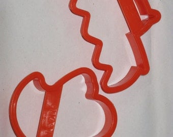 Vintage Cookie Cutters Plastic Halloween Orange GHOST and BAT