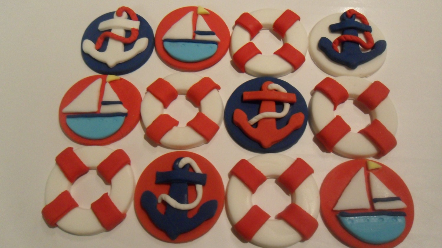 Sailing/ Boating/ Nautical Fondant Cupcake Toppers by KraftyKakes